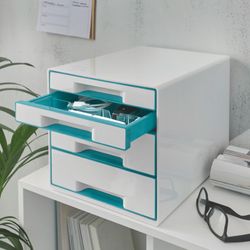 WOW Desk Cube 4 drawers (2 large and 2 small), turquoise / white