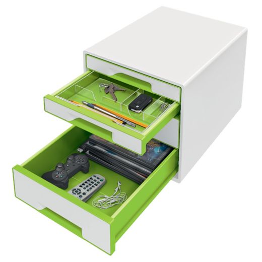 Bucs de cajones WOW Desk Cube 4 cajones (2 grandes y 2 pequeños), verde/blanco