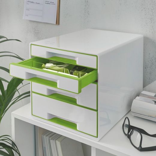 Bucs de cajones WOW Desk Cube 4 cajones (2 grandes y 2 pequeños), verde/blanco