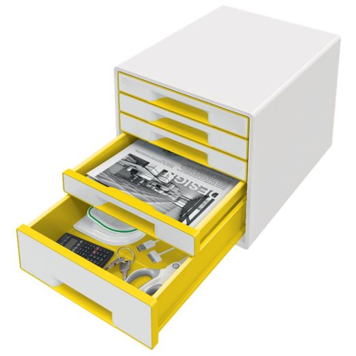 WOW Desk Cube 5 drawers (1 large and 4 small), yellow/white