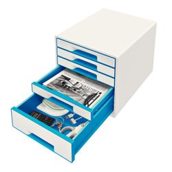 WOW Desk Cube 5 cassetti (1 grande e 4 piccoli), blu/bianco