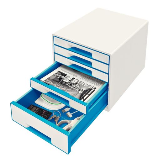WOW Desk Cube 5 cassetti (1 grande e 4 piccoli), blu/bianco