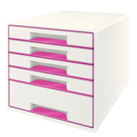 WOW Desk Cube 5 cassetti (1 grande e 4 piccoli), fucsia/bianco