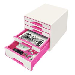WOW Desk Cube 5 cassetti (1 grande e 4 piccoli), fucsia/bianco