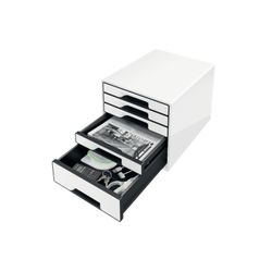 WOW Desk Cube 5 cassetti (1 grande e 4 piccoli), nero/bianco