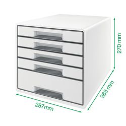 WOW Desk Cube Drawer Bucs 5 gavetas (1 grande e 4 pequenas), vermelho/branco