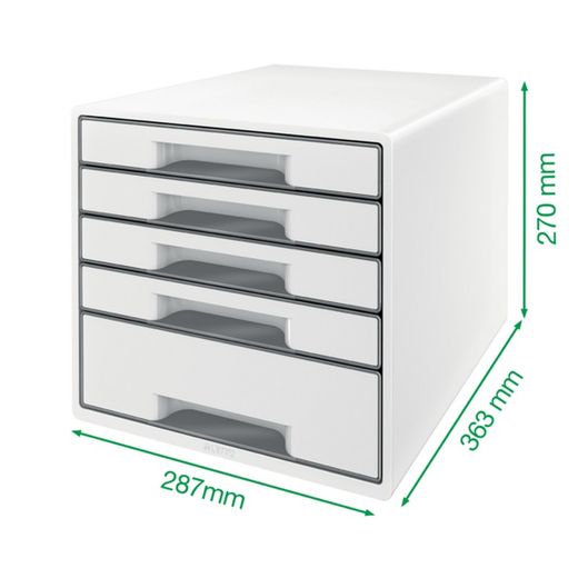 WOW Desk Cube Drawer Bucs 5 gavetas (1 grande e 4 pequenas), vermelho/branco