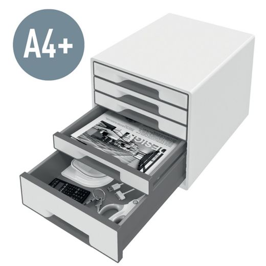 WOW Desk Cube Drawer Bucs 5 gavetas (1 grande e 4 pequenas), vermelho/branco