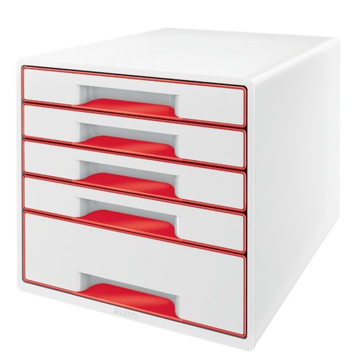 WOW Desk Cube Drawer Bucs 5 gavetas (1 grande e 4 pequenas), vermelho/branco