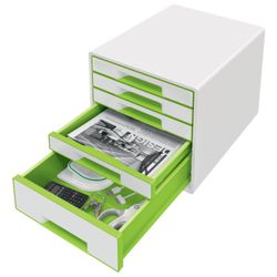 WOW Desk Cube 5 cassetti (1 grande e 4 piccoli), verde/bianco