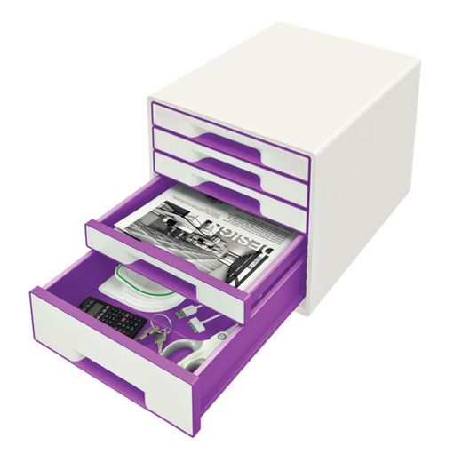 WOW Desk Cube 5 drawers (1 large and 4 small), purple/white