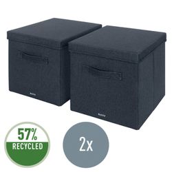 Boîte de rangement en tissu avec couvercle L, 2 pièces, gris