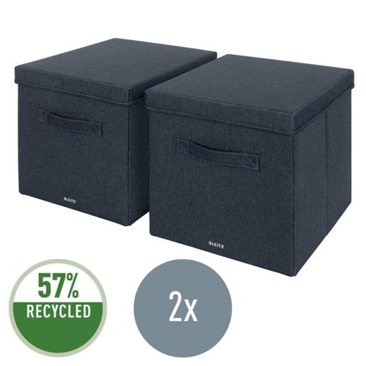 Boîte de rangement en tissu avec couvercle L, 2 pièces, gris