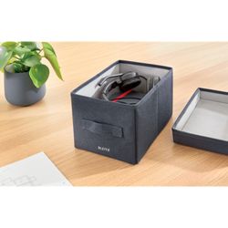 Boîte de rangement en tissu avec couvercle S, 2 pièces, gris