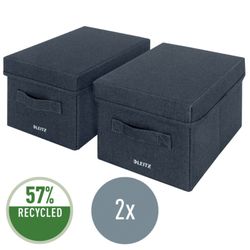 Boîte de rangement en tissu avec couvercle S, 2 pièces, gris