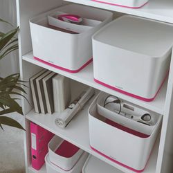 Leitz MyBox WOW large box with lid, fuchsia/white