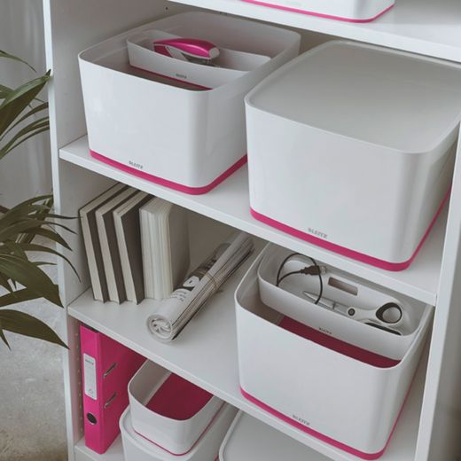 Leitz MyBox WOW large box with lid, fuchsia/white