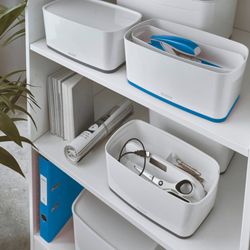Leitz MyBox WOW box piccolo con coperchio, blu/bianco