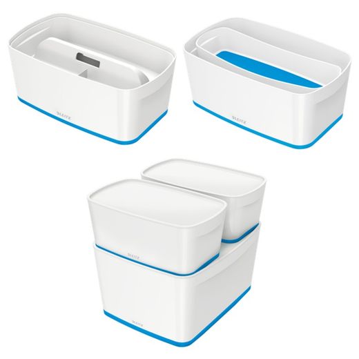 Leitz MyBox WOW box piccolo con coperchio, blu/bianco