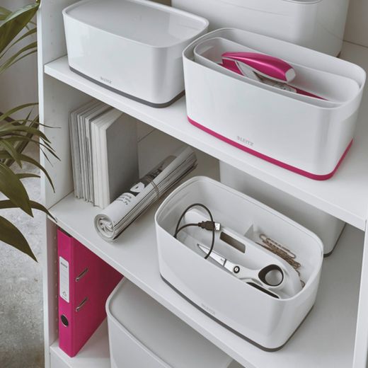 Leitz MyBox WOW petite boîte avec couvercle, fuchsia/blanc