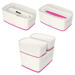 Leitz MyBox WOW petite boîte avec couvercle, fuchsia/blanc