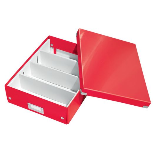 Click & Store Scatola organizer media (280x100x370 mm), rossa
