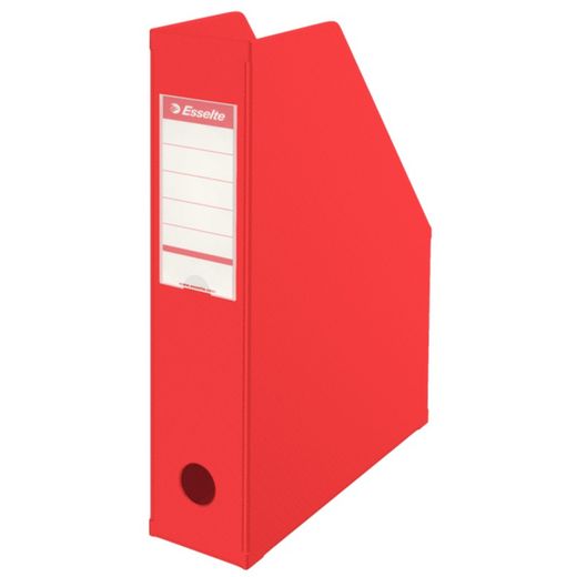 Arkivlåda. PVC limmad plast. DIN A4. Rygg 75 mm. livligt rött