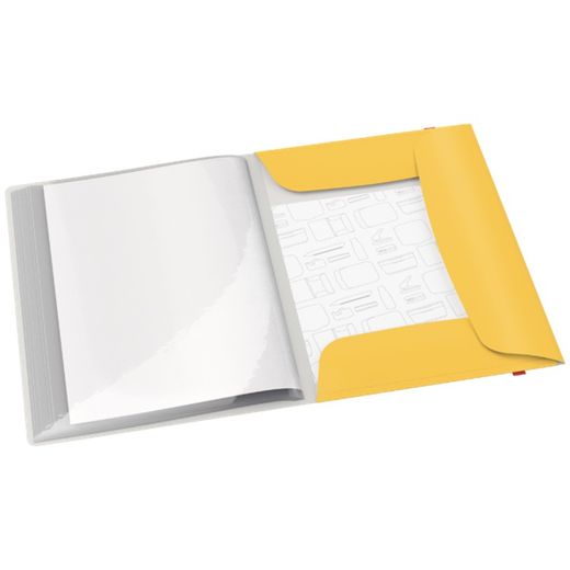 Leitz Cozy Plus 20-pocket folder with 3 flaps and elastic closure, DIN A4, yellow