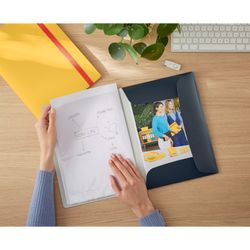 Leitz Cosy Plus 20-ficksmapp med 3 flikar och elastisk stängning, DIN A4, grå