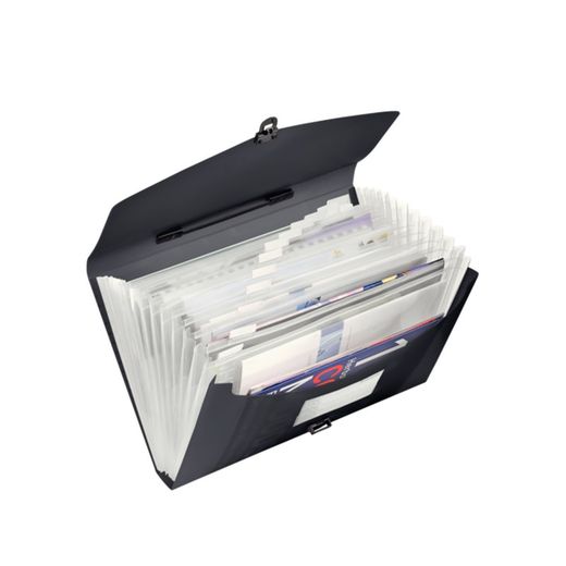 Teczka akordeonowa z uchwytem Esselte Vivida. P.P. Z 13 przegródkami, żywa czerń