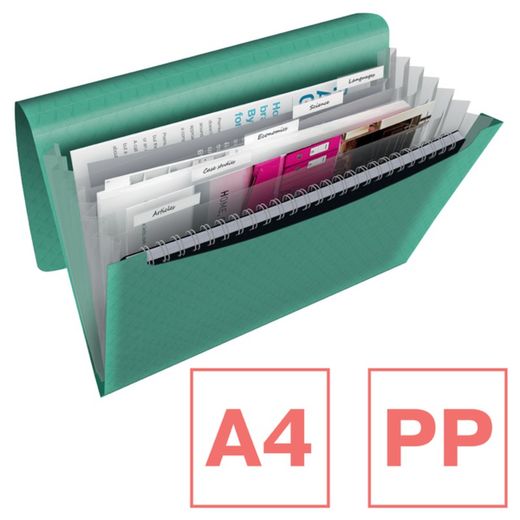 Teczka akordeonowa Esselte Colour'Breeze PP. Z 6 przegródkami, zielony
