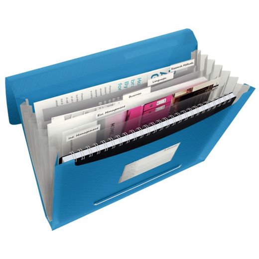 Esselte Vivida dragspelsmapp. P.P. Med 6 avdelare, levande blå