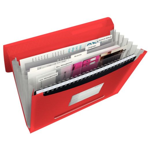 Esselte Vivida accordeonmap. pp Met 6 tussenschotten, levendig rood