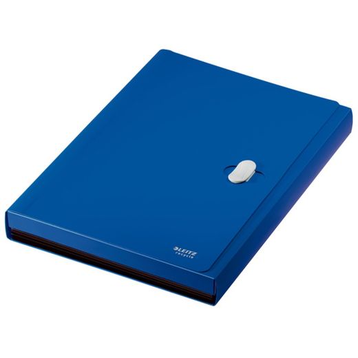 Cartella per fisarmonica Leitz Recycle. PP. 5 scomparti espandibili più 1 frontale fisso. DIN A4, blu