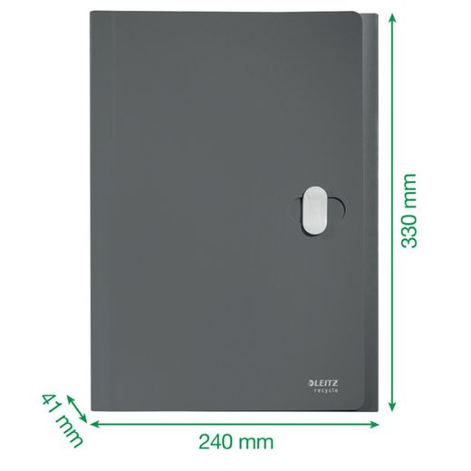 Dossier accordéon Leitz Recycle. PP. 5 compartiments extensibles plus 1 façade fixe. DIN A4, rouge