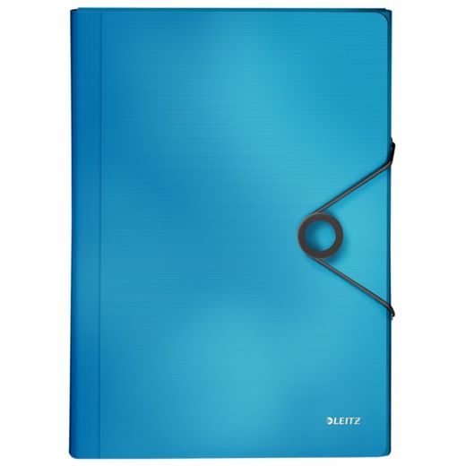 Solide Akkordeonmappe. P.P. Mit 6 Trennwänden plus 1 extra breit. DIN A4, blau