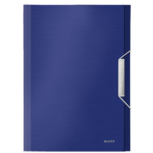 Stylowy folder akordeonowy. P.P. Z 6 przegródkami plus 1 bardzo szeroka. DIN A4, błękit tytanowy