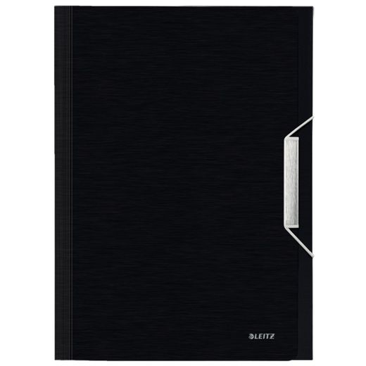 Dossier style accordéon. P. P. Avec 6 séparateurs plus 1 extra large. DIN A4, noir satiné