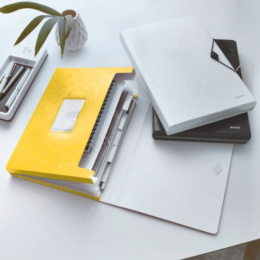 Cartella per fisarmonica WOW. PP 6 divisori più 1 extra largo. DIN A4, giallo