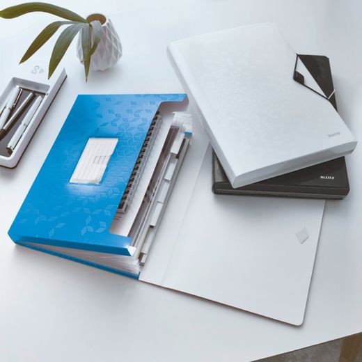 Cartella per fisarmonica WOW. PP 6 divisori più 1 extra largo. DIN A4, blu