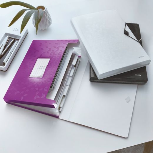 Cartella per fisarmonica WOW. PP 6 divisori più 1 extra largo. DIN A4, viola