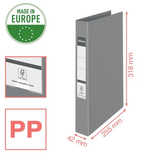 Colour'Breeze ring binder 2 rings Ø 25 mm. DIN A4 coral