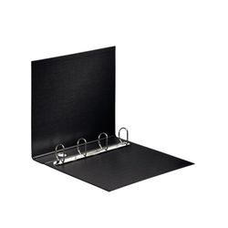 Raccoglitore ad anelli in plastica foderato. Con interno in plastica e portacarte. 4 anelli a D 40 mm. DIN A4 nero