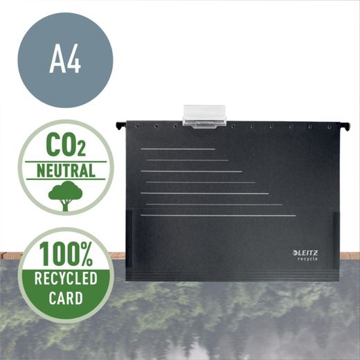 Cartella tascabile da appendere in cartone Leitz Recycle Alpha®. accesso verticale. Dorso V. DIN A4.