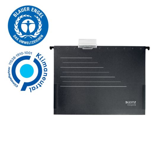 Cartella tascabile da appendere in cartone Leitz Recycle Alpha®. accesso verticale. Dorso V. DIN A4.
