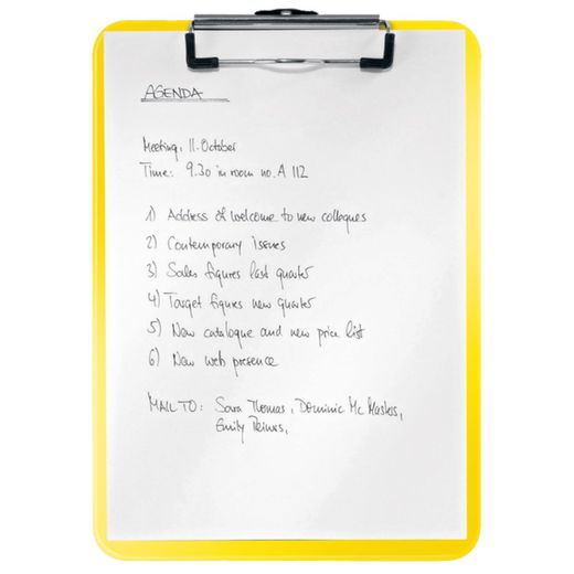 Teczka WOW z metalowym klipsem. Wykonane w PS. DIN A4. żółty