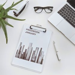 Cartella WOW con clip in metallo. Prodotto in PS. DIN A4, bianco