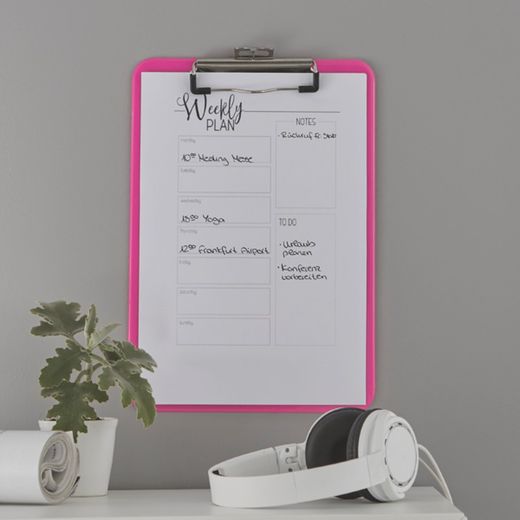 WOW folder with metal clip. Made in PS. DIN A4, fuchsia