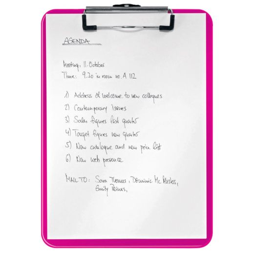 WOW folder with metal clip. Made in PS. DIN A4, fuchsia