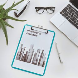 WOW folder with metal clip. Made in PS. DIN A4, turquoise